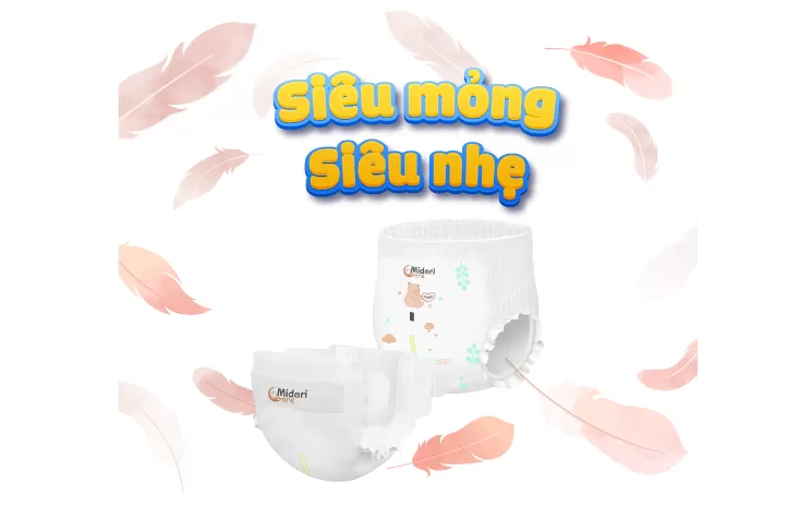 Tã bỉm Midori Care công nghệ Nhật Bản size M siêu mỏng siêu thấm hút